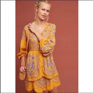 Anthropologie Meadow Rue Lisette Embroidered Tunic Dress S